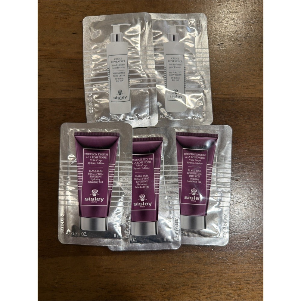 Sisley Paris 3-Black Rose Emulsion & 2-RESTORATIVE Body Cream 8ml Each